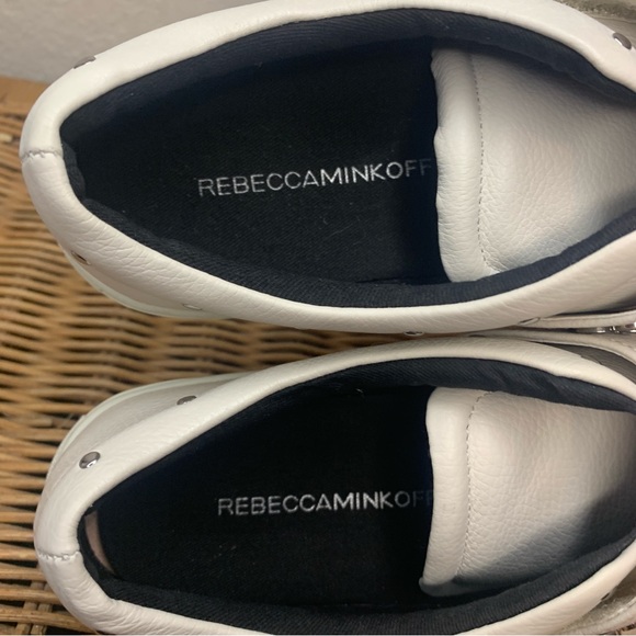 Rebecca Minkoff Natasha Chalk White Studded Platform Sneaker Slip On Size 9 - Picture 10 of 14